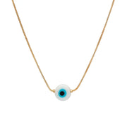 EVIL EYE Turkish Bead Necklace: Copper Gold Color Long Chain Jewelry