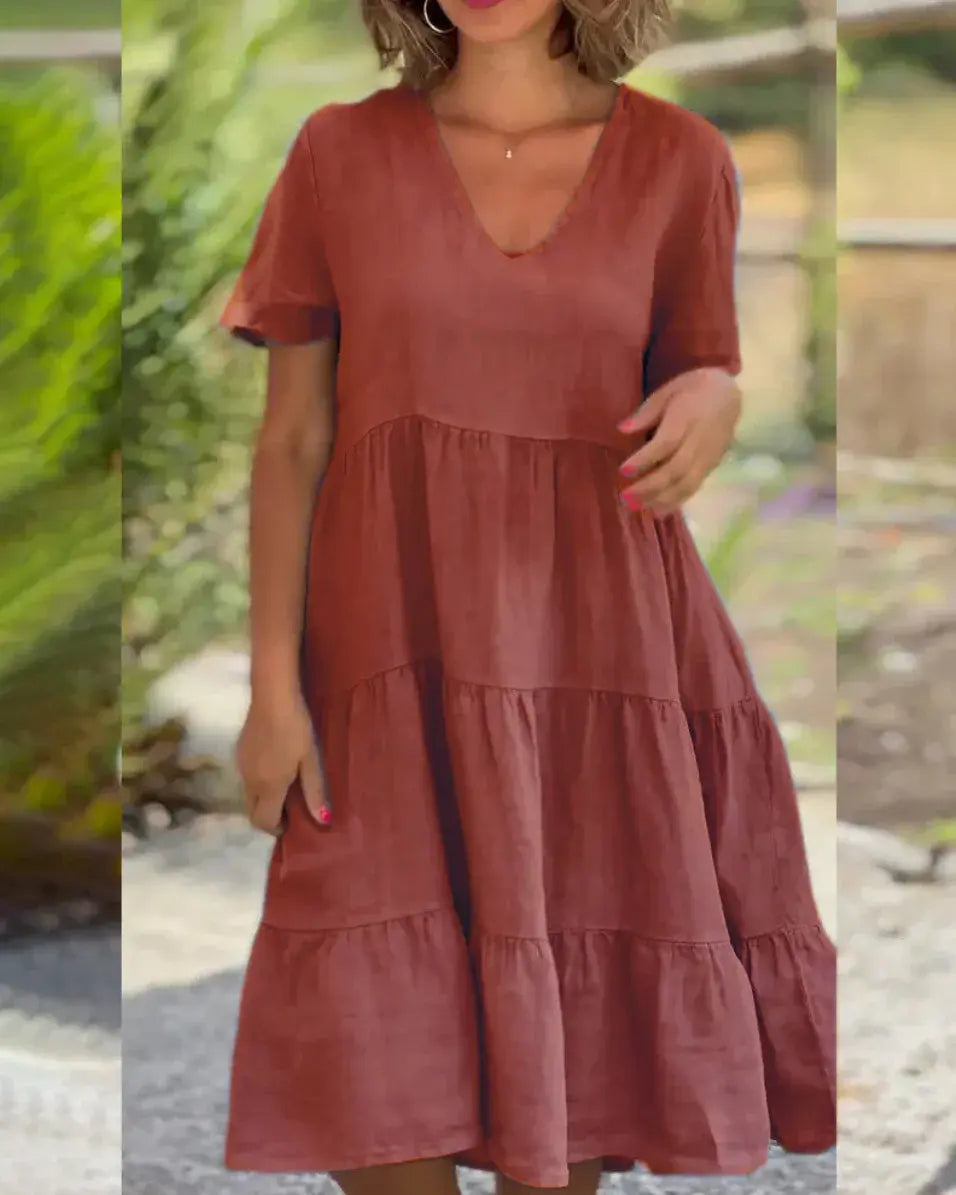 Cotton And Linen Casual Women's Dresses - AlburyMart