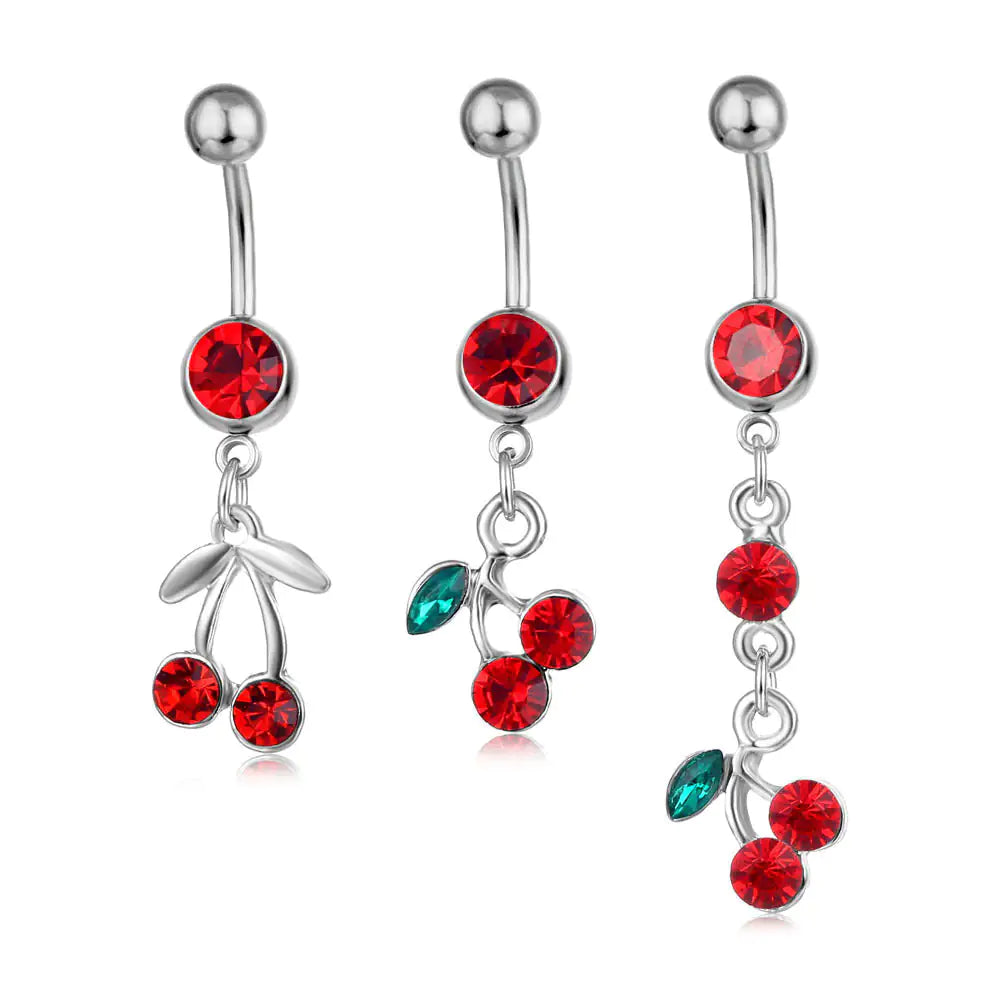 Piercing Jewelry Fruit Cherry Pendant Belly Ring - AlburyMart