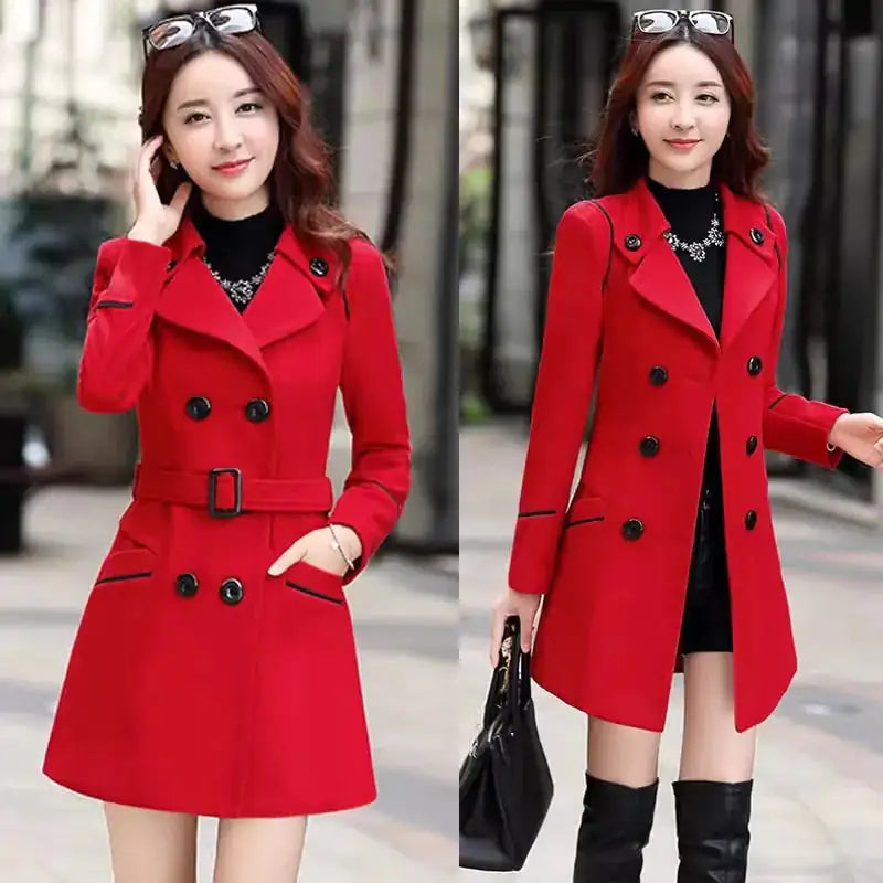 Korean Women's Wool Coat - AlburyMart