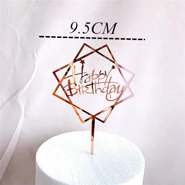 Golden "Happy Birthday" Acrylic Cake Topper