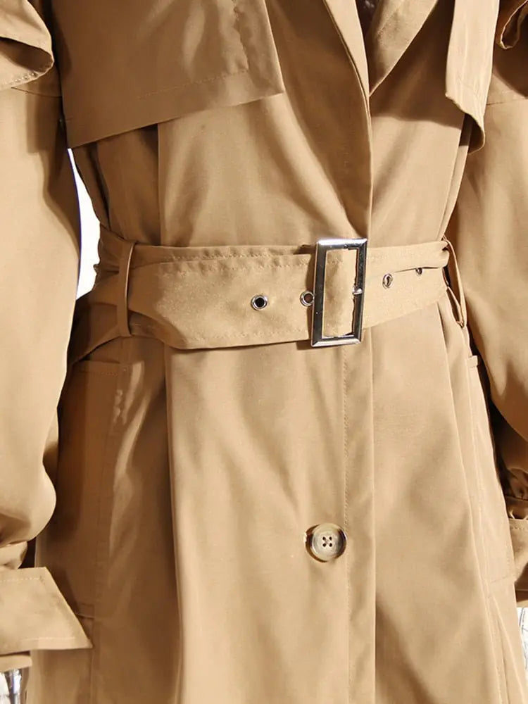 Ruffle Trench Coat - AlburyMart