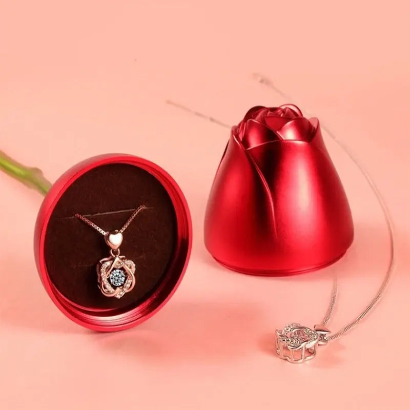 Fashion Rose Flower Jewelry Packaging Zirconia Necklace - AlburyMart