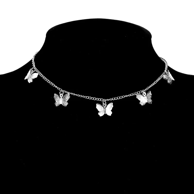 Gold Chain Butterfly Pendant Choker Necklace: Bohemian Beach Jewelry - AlburyMart
