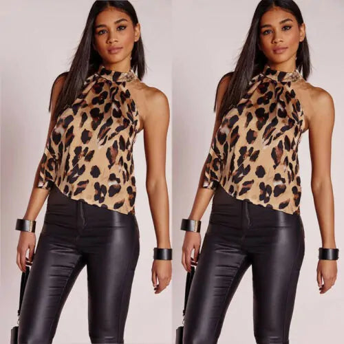 Women Blouses Sexy Leopard Print Ladies Shirts - AlburyMart