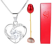 Fashion Rose Flower Jewelry Packaging Zirconia Necklace