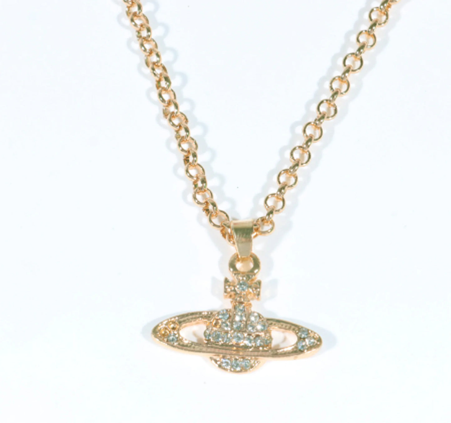 Y2K Jewelry Chain Vintage Crystal Zircon Planet Saturn Necklace - AlburyMart