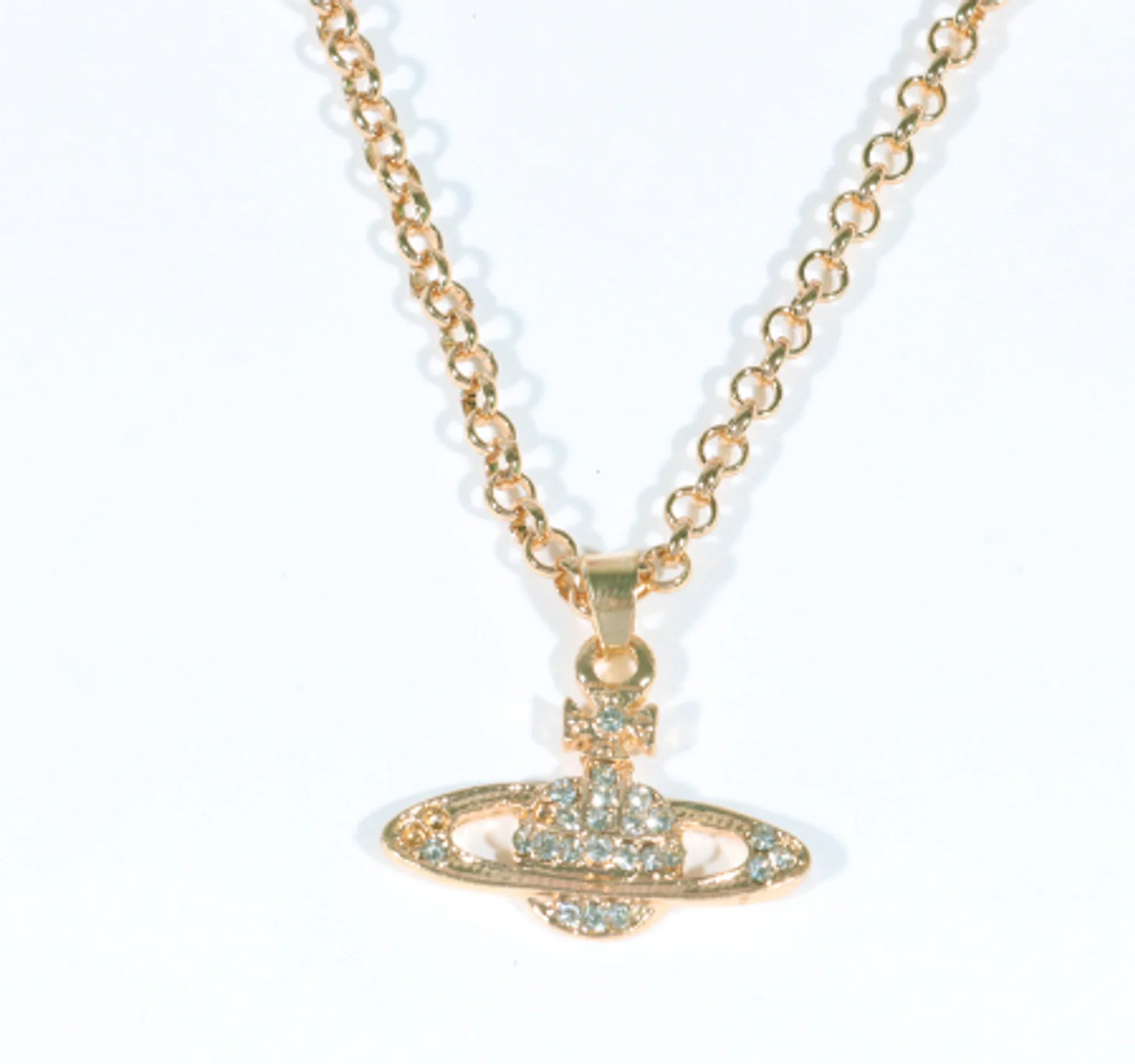 Y2K Jewelry Chain Vintage Crystal Zircon Planet Saturn Necklace - AlburyMart