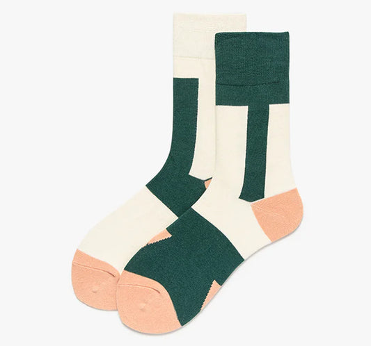 Contrast Color Stitching Tube Socks for Autumn & Winter