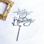 Golden "Happy Birthday" Acrylic Cake Topper