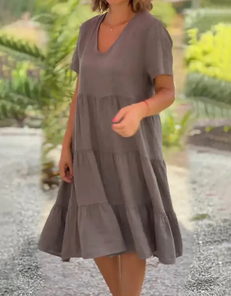 Cotton And Linen Casual Women's Dresses - AlburyMart