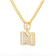 Cubic Zirconia Letters A-Z Pendant Necklace