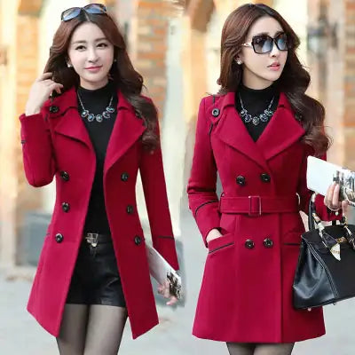 Korean Women's Wool Coat - AlburyMart