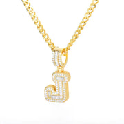 Cubic Zirconia Letters A-Z Pendant Necklace