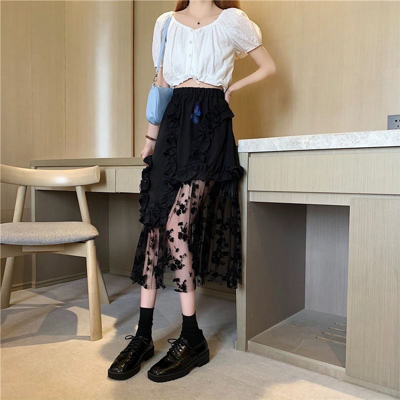 Black Lace Patchwork Skirt - AlburyMart