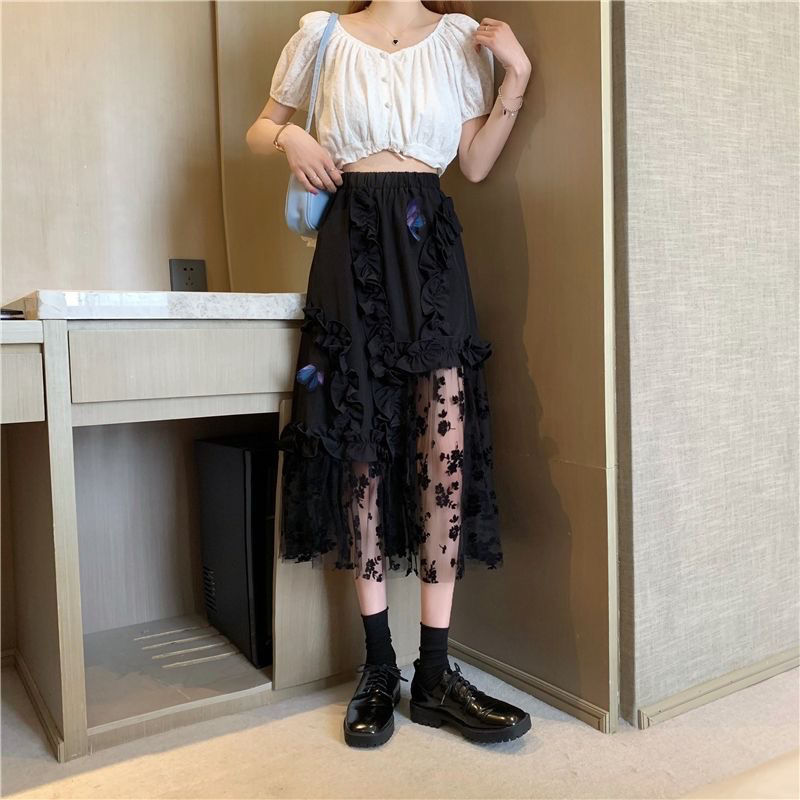 Black Lace Patchwork Skirt - AlburyMart