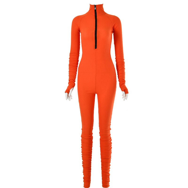 Turtleneck Gloved Sleeve Jumpsuits - AlburyMart