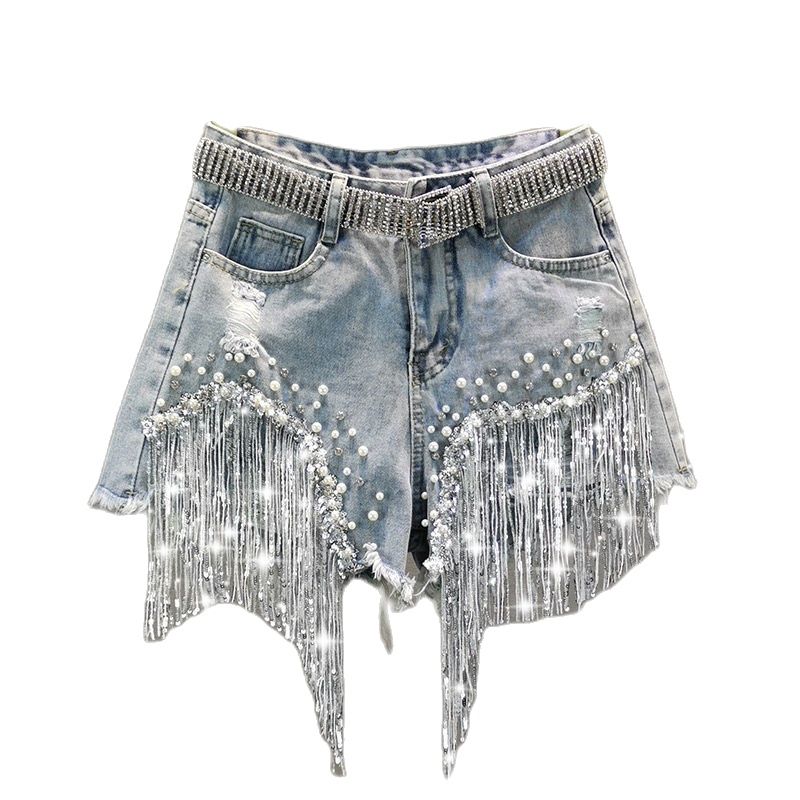 Tassel Beading Denim Short - AlburyMart