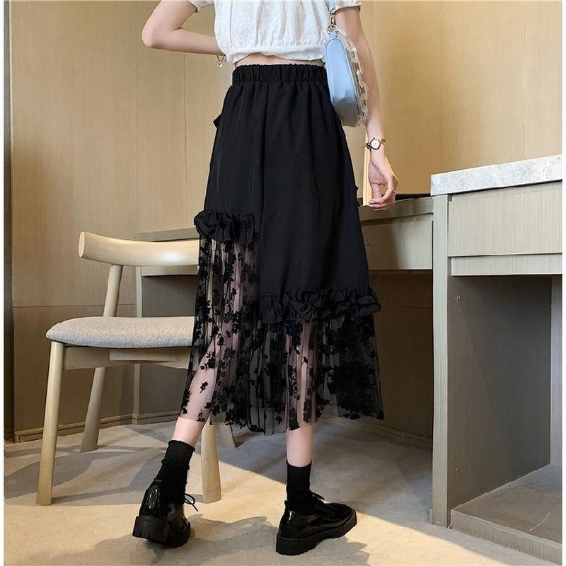 Black Lace Patchwork Skirt - AlburyMart